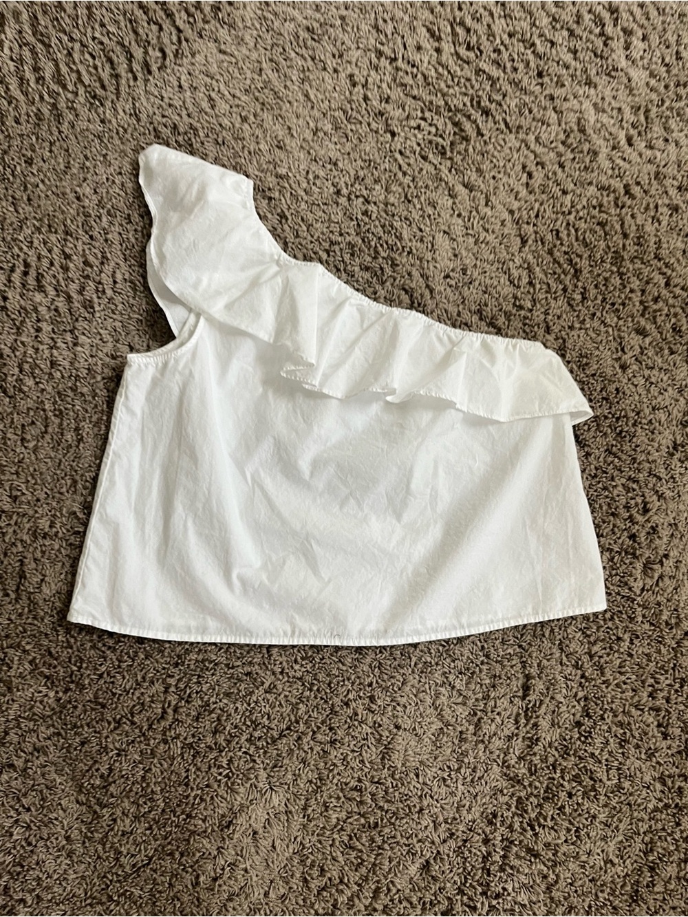 Banana Republic White One-Shoulder Ruffle Camisole